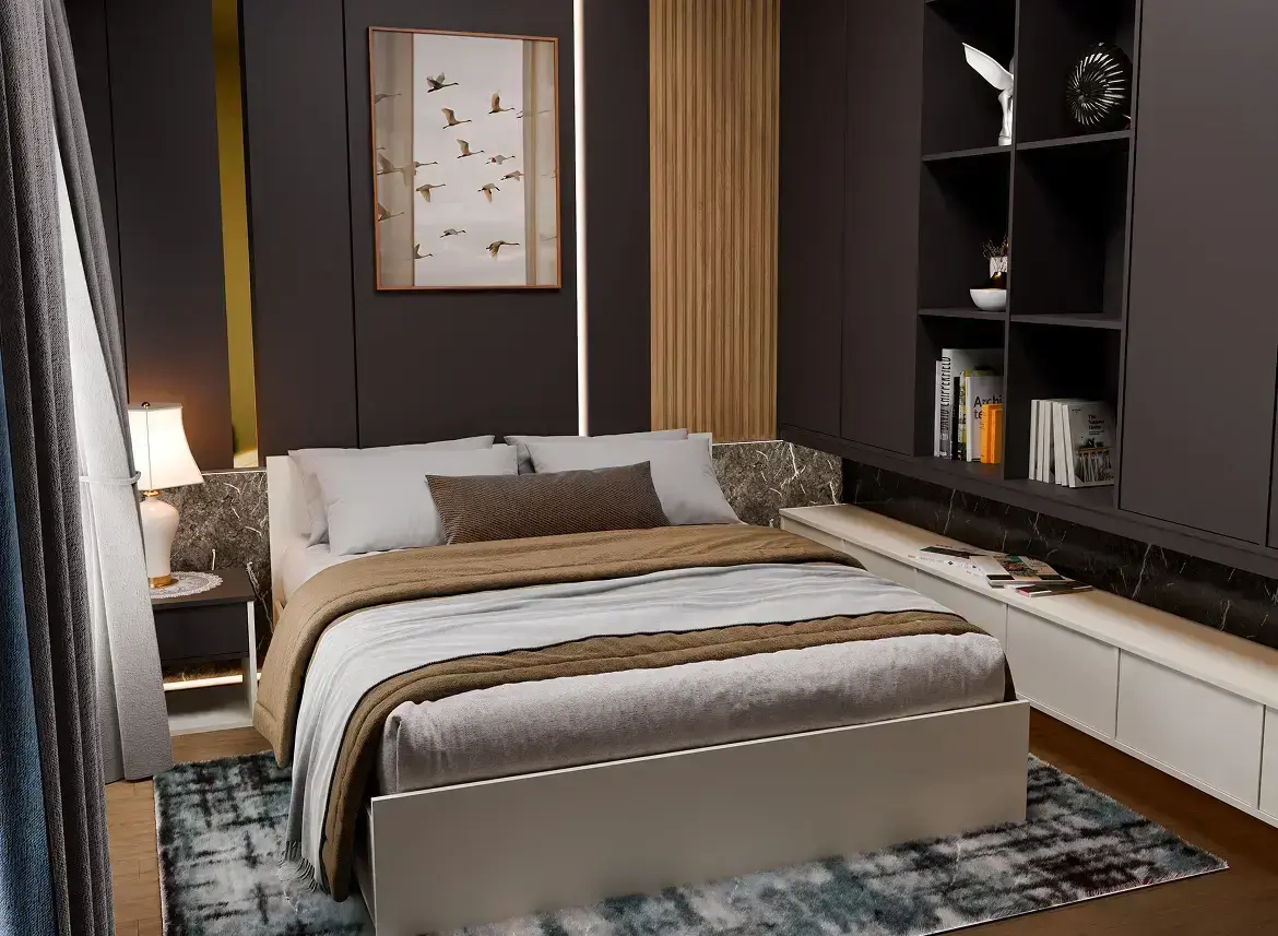 A Calm, Modern, and Elegantly Designed Bedroom